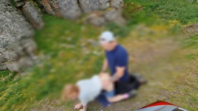 Screwed and fellatio roadside outdoors