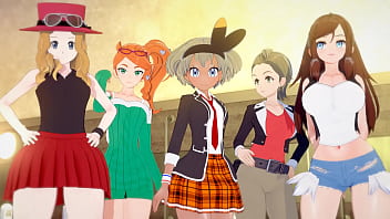 In the Pokemon Verse Vol two - Sex party with five Poke Girls (Serena Sonia Hilda Bea and Alexa )