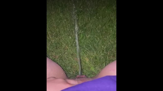 spraying piss into backyard