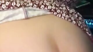 She sucks his penis then shoves it up her booty until he ejaculates inside it