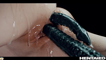 Real Life Animated - Yukki Amey fully banged inside all holes by Big Alien Monster