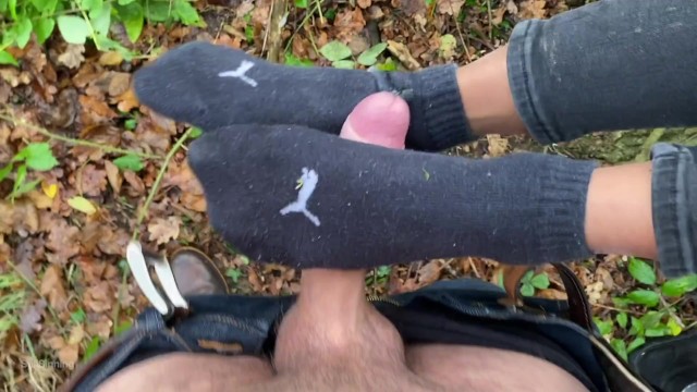 CRAZY Surprise SOCKJOB while Hiking. Naught Teenagers