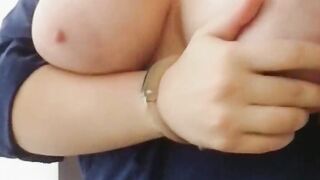 Handcuffed mom touches her big hooters