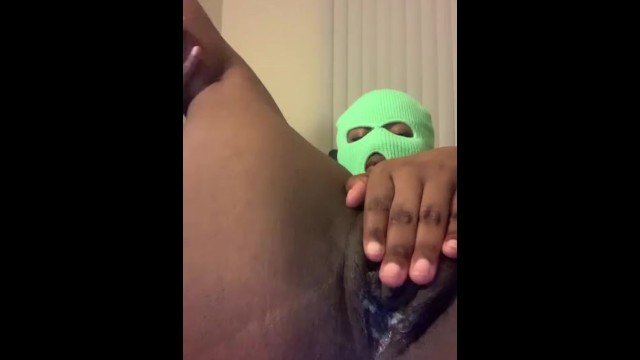 Black creams and orgasms on toy Leaking snatch close up