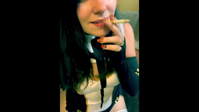 Slutty Nun Smokes For You (Smoking bdsm)