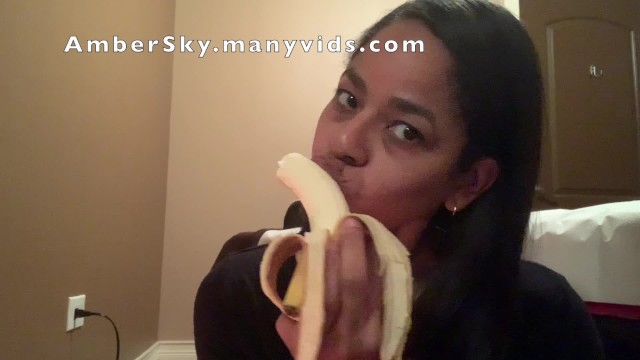 AMBER SKY EATS BANANA AND YOGURT AT THE SPA