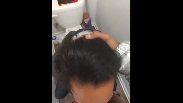 African Hispanic almost caught blowing bbc inside toilet