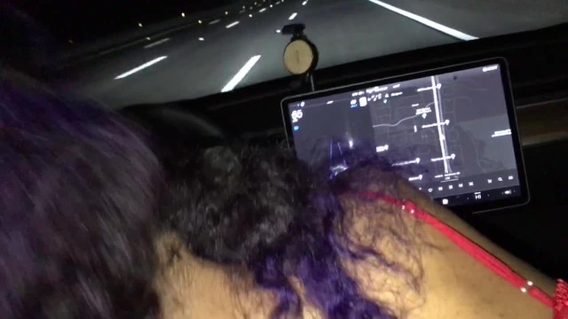 Black 18 Yo Offer Sloppy Road Fellatio while using Tesla Autopilot