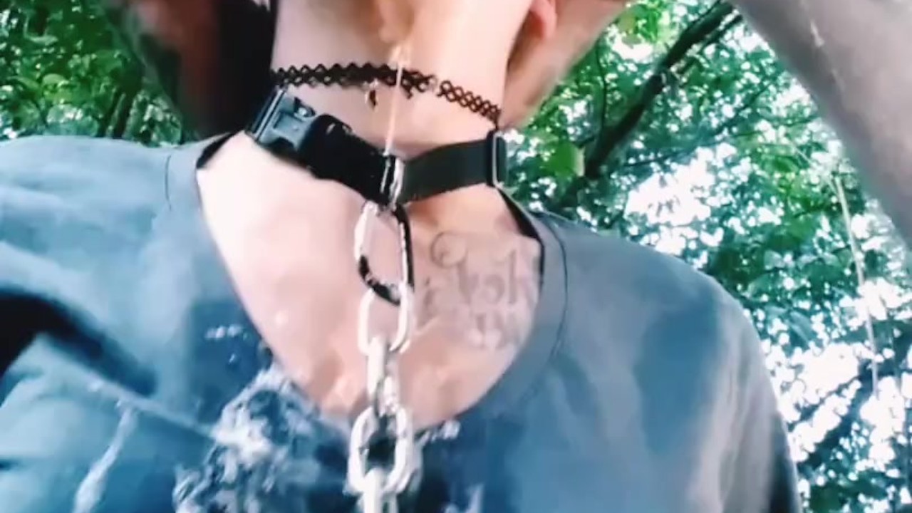 Great soak and sloppy facefucking, on a leash HARD THROAT PIE