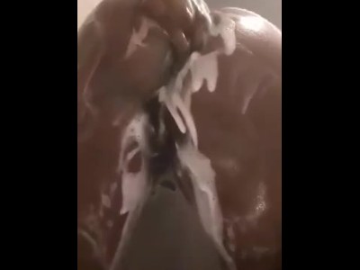 Gigantic butt, soap, shower, solo, anal,tease