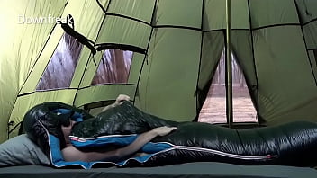 Humping Thick and Puffy Down Sleepingbag Inside My Tent