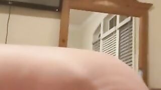 BBW rubbing clit on fuzzy blanket