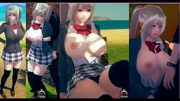 [Personality positive and bright] AI 〇 woman play naughty tape (blonde gigantic hooters JK edition with etch) real 3DCG sexsual game [hentai game]