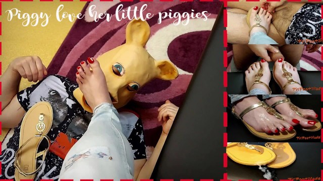 Piggy love her little piggies (Foot into foreskin, Feet worship,