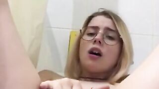 Left alone at home and masturbating pussy in the shower.