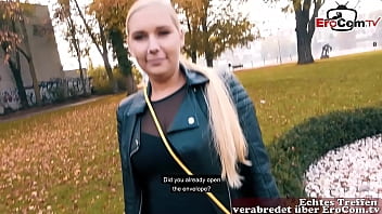 German blonde with natural titted pick up at the street