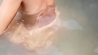 desi Indian teen cunt with mouth Bathing Outside Show Natural Big Hooters