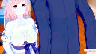 [Eroge Koikatsu! ] Touhou Saigyouji Yuyuko grind her titties H! 3DCG Big Hooters Anime Scene (Touhou Project) [Hentai Game]