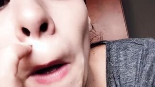 Picking my fat nose and blowing out my snot | Close up nose fetish