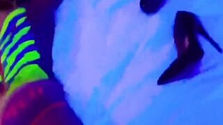 Rave Women & Friend Gets Banged At Rave Party Inside Blacklight Body Paint Rolling