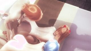 Evangelion Anime - Asuka and Rei enjoy together, while fucking Asuka finger screwed Rei