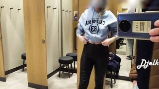 Naughtiness and Risky Sex in the Fitting Room - Outside Cum in Panties of a Depraved Amateur Couple