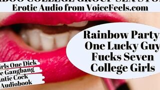 Rainbow Party: one Lucky Bro Fucks Seven College Girls - Lipstick Blowjobs, Reverse Gang Bang