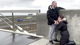 Risky Public Oral Sex On Bridge Above Motorway