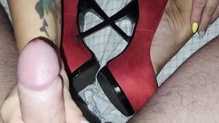 His cock wants to cum on my high-heeled shoes