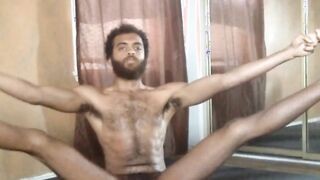 Hairy Naked Yoga in Studio