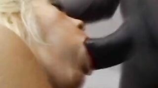 Crazy blonde wearing a booty plug and gets bang by