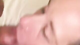 Hubby films me sucking off off cock. He wants some bj too. So I suck them both.