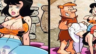 The Flintstones - 3-Way Pebbles Barnie and Betty Parody - FFM Anal Plowed!