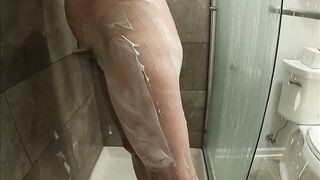 Cutie Blonde DDD cougar Shaving in Shower