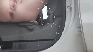 BBW Mom squirting water fountain