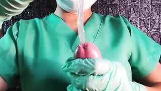 Edging and Sounding by sadistic nurse with pvc gloves (DominaFire)