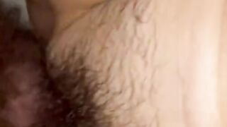 Unshaved pussy banged with cummed