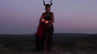 Candels Dance against the background of the night sky