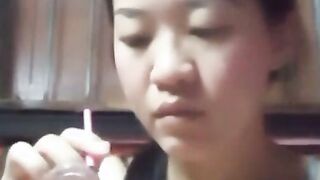 Asian bimbos at home alone vulgar