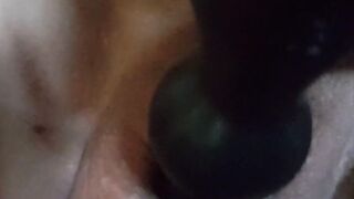 nippleringlover turned on milf masturbating with anal sex toy pierced twat lips