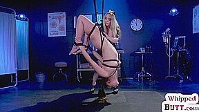 Lezdom huge boobed nurse inside rubber BONDAGE torments teenie cunt