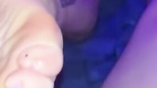 Bf covers my new toes with cum