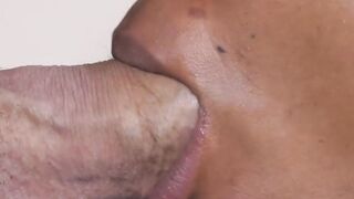 Interracial sloppy oral sex cum in mouth and swallow