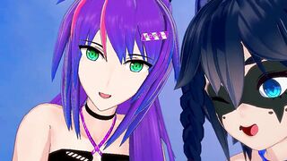 Vtuber Snuffy and Projekt Melody Gets Screwed in a 3-Way - Cartoon Animated 3d